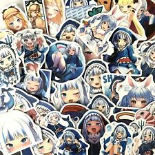 50pc Gawr Gura Hololive Shark Laptop Shrimp Anime Girl Decal Sticker Pack picture
