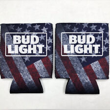 2 Bud Light Beer Can Cooler Coozie Koozie USA Flag Gift QTY 2 picture
