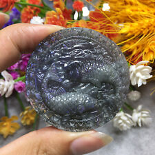 Top！AA+Natural Purple Labradorite Carved Pisces Quartz Crystal Reiki Healing 1PC picture
