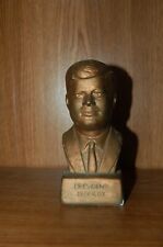 JFK President John F Kennedy 6” Chalkware Chalk Bust Statue Bronzish Finish VTG picture