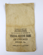 Vintage Canvas Federal Reserve Bank Of Chicago Chicago, ILL Bank Money Bag picture
