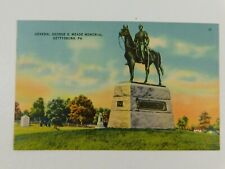 General George G. Meade Memorial Gettysburg Pennsylvania Linen Vintage Postcard picture