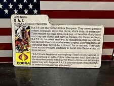 1984 GI Joe B.A.T. File Card Only Near Mint ARAH COBRA ANDROID TROOPER ENEMY picture