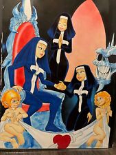 Comic artist Barry Blair original 12 x 16 painting - Sexy Warrior Nuns picture