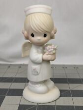 Precious Moments Nurse Angel Of Mercy With Flowers Enesco 1986 102482 picture