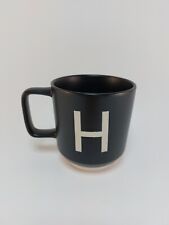 Coffee Mug Cup Project 62 Stoneware Black White Initial Monogram H Letter  picture