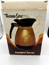 Vintage Thermo-Serve Pitcher Gold And Black Insulated Server picture