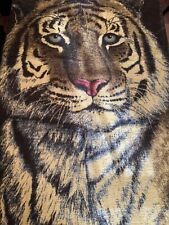 Vintage Biederlack Tiger Head Animal Throw Blanket 73