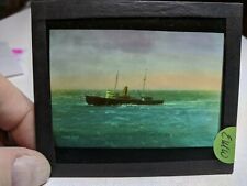 HISTORIC Glass Magic Lantern Slide EMW ABSOLUTE AMAZING SHIP AT SEA picture