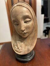 1950's Madonna & Child Carved Wood Sculpture Figure  picture