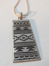 VINTAGE NAVAJO INDIAN STERLING SILVER  RUG DESIGN NECKLACE FREE CHAIN picture
