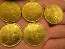 LOT OF 10 VINTAGE RELIGIOUS GOLD ANGEL COIN SALE SAVE $7 picture