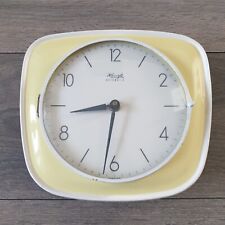 1950s Kienzle Automatic Wall Porcelain Clock Yellow White working picture