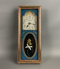 Vintage Ingraham USA Clock Mantle Shelf Clock with Flower Floral Glass picture