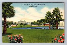 Leesburg FL-Florida, City Park, City Hall, Antique Vintage Souvenir Postcard picture