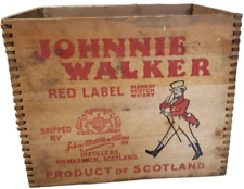 Whiskey Crate Johnnie Walker Box Red Label Whisky Wooden Box Joint 1958 VTG Rare picture