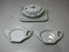 Vintage Schmidt Porcelain Cyrillic Sugar Bowl Crate Barrel 2 Teapot Teabag Plate picture