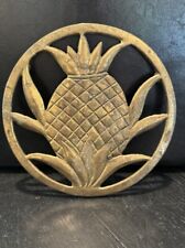 Vintage Solid Brass Pineapple Trivet or Wall Hanging Decor Footed 7” picture