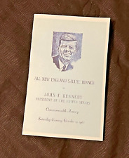 1963 John F. Kennedy All New England SALUTE DINNER PASS  and  PROGRAM  picture
