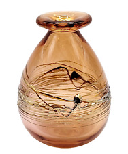 Artist T. Fuhrman Handblown & Designed Art Glass Vase Applied Gold Glass Gilding picture