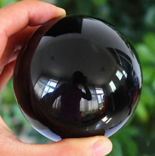 50mm Asian Rare Natural Black Obsidian Sphere Crystal Ball Healing Rainbow Stone picture