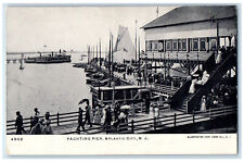 c1905 Crowd Scene Boat Steamer Yachting Pier Atlantic New Jersey NJ Postcard picture