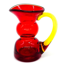 Vintage Miniature Amberina Hand Blown Glass Pitcher picture