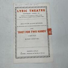 Playbill Theater Program Lyric Theatre Duet For Two Hands picture