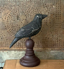 Grubby Primitive carved Wood Crow Raven Pedestal Spindle Halloween Figure 8