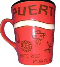 Puerto Rico Red & Glossy Black Interior Coffee Mug Lightly Embossed Designs picture