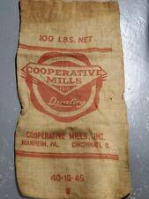 Vintage Cooperative Mills - 100 Lb - Retro Burlap Bag picture