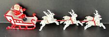 Vintage Santa Sleigh Reindeer Plastic Blow Mold 9” picture