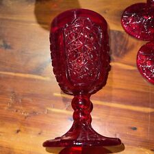 Fenton - LG Wright, Ruby Red Daisy Button Glass Stem Goblet 6.26 X 3.25 PERFECT picture