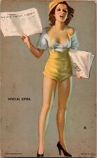 Vintage Mutoscope special extra news girl pinup card picture