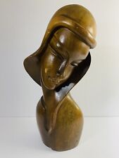 Mid Century Wood Carved Gothic Madonna Statue 14” Inch Unmarked  picture