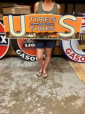 Antique Vintage Old Style US Tires Steel Sign picture