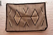 Antique Navajo Rug Textile Native American Indian Gray Diamond 41x29 Weaving VTG picture