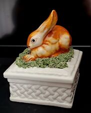 Vintage Italian Rabbit Porcelain covered Box, Numbered Handmade  Excellent Cond. picture