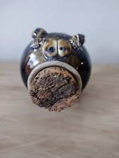  artist signed stoneware pottery piggy bank with cork nose 4