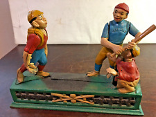 Baseball Player Mechanical Coin Bank, Hometown Book of Knowledge Repro has issue picture