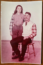 Beautiful man with mustache and girl with long hair Vintage photo picture