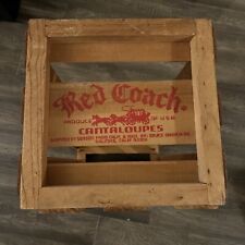 RARE RED COACH CANTALOUPES VTG WOOD SHIPPING CRATE FRUIT LABEL BOX ADVERTISING picture