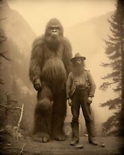 Sasquatch Bigfoot & Logger 1913 Photo Olympic Peninsula Cryptid Folklore 8X10 picture