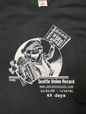 RARE Mens L Seattle Union Record T Shirt Defunct Newspaper 11/21/00-1/10/01 picture