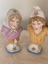 Antique Sevres Style Mauger & Fils French Bisque Porcelain Children Busts c1880 picture