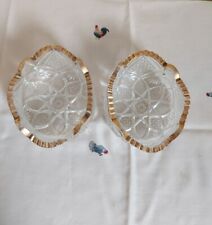 Vintage Crystal Glass Gold Trimmed Cigarette Ashtray Lot Of 2 Stars Pattern  picture