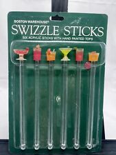 Vintage Boston Warehouse Set 6 Swizzle Sticks Drink Stirrer In Package 1995 picture