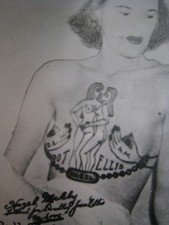 Scarce, early,  Photo ... , TATTOOED LADY ... KOBEL # T-830,  tattoo artist picture