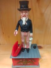 Vintage Uncle Sam Coin Bank, 1975 Emson Inc Plastic Mechanical Collectible Works picture