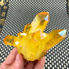 Yellow Plated Natural Citrine Quartz Cluster Crystal Gem Stone Mineral Specimen picture